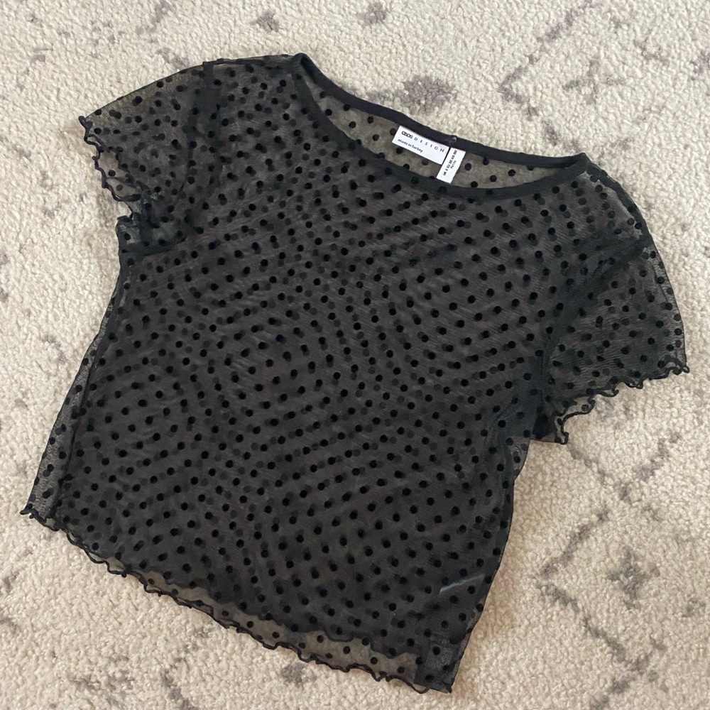 ASOS Petite Textured Mesh Crop Top in Black